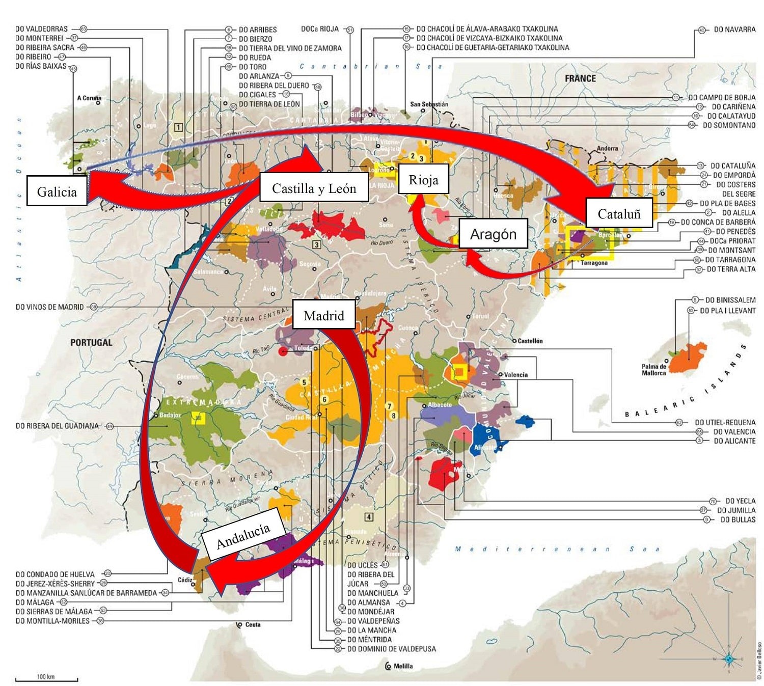 Wines from Spain Education Program Advanced Eductors' Trip Map
